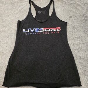 Livesore Women's Gray Medium Girl Gang Athletic Gym Weightlifting Tank Top